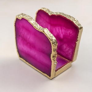 Pink Agate Napkin Holder – Natural Stone Napkin Holder - Paper napkin Holder -Desk Napkin Holder-Towel Storage Tray Caddy