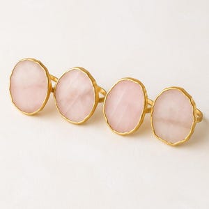Set of 4 Hand Rounded Rose Quartz Agate Napkin Rings