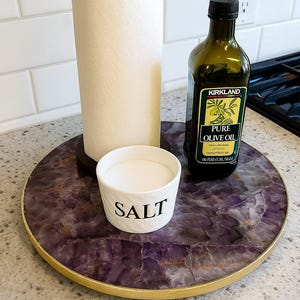 Amethyst Lazy Susan - Personalized Tray - Stone Lazy Susan - Housewarming Gift - Turntable - Serving Tray - Table Centerpiece