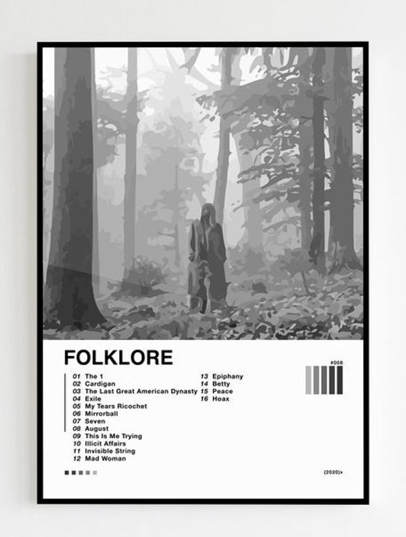 Taylor Folklore Album Tracklist Poster Etsy