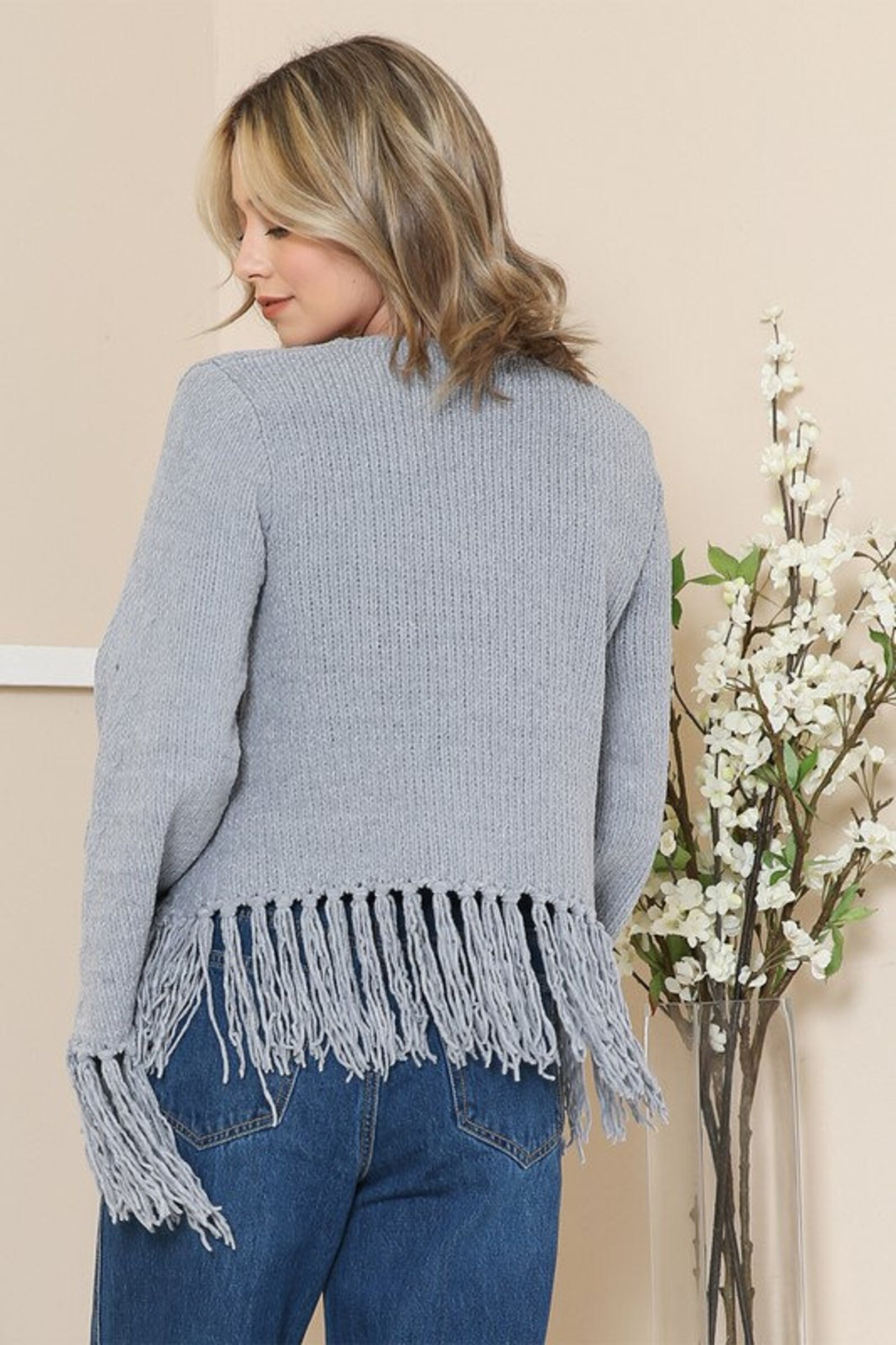 Fringe Bottom Knit Sweater Etsy