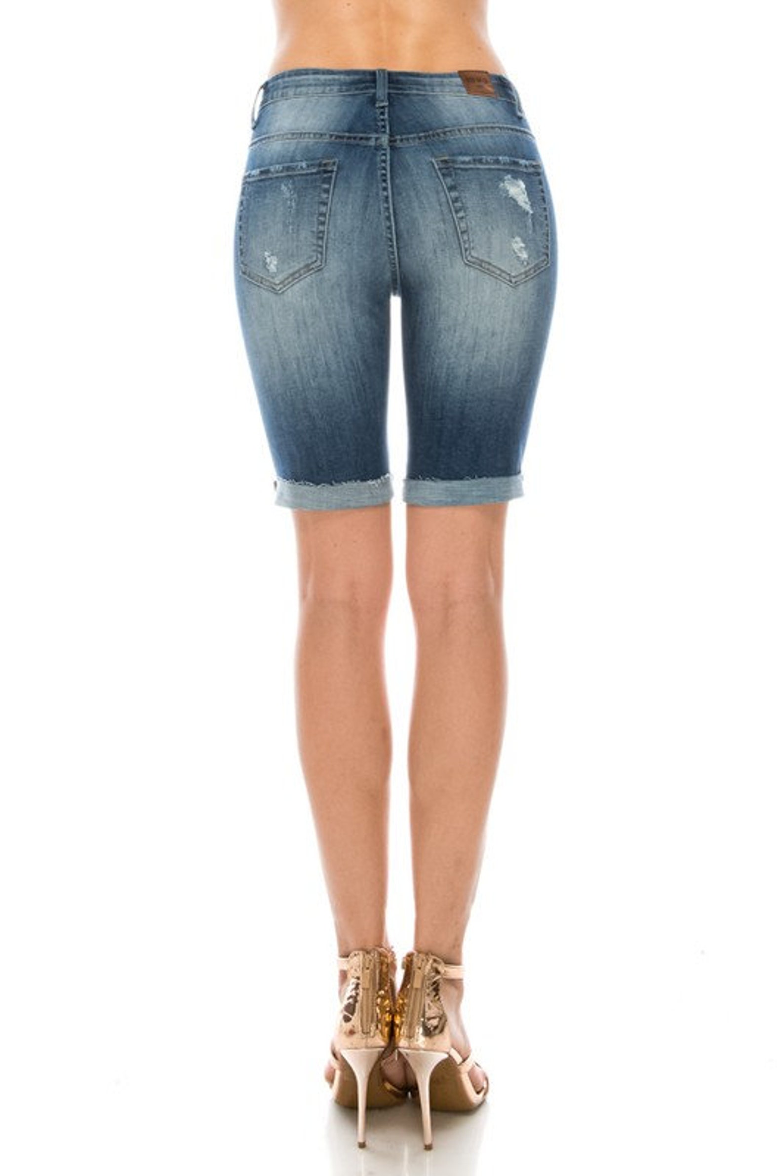 Damen Shorts Knielang - Baumwolle-Leinen, Elastischer Bund Mit Kordelzug