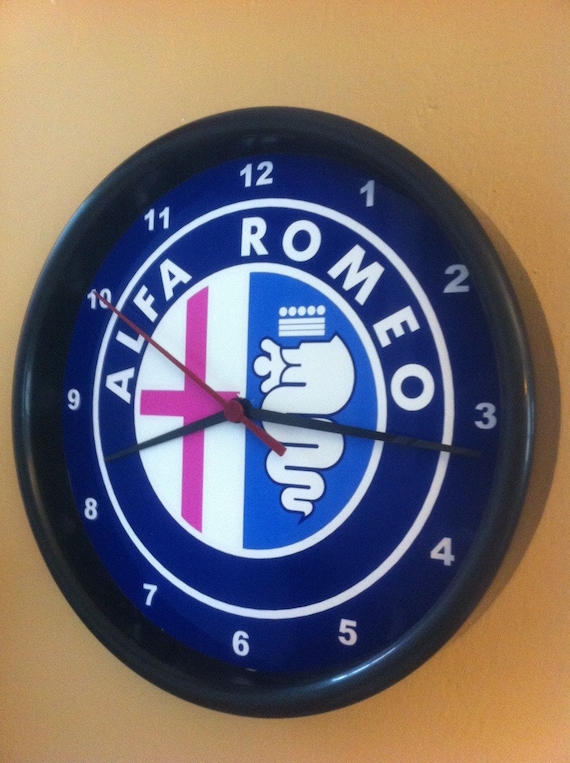 Alfa Romeo Logo moteurs Auto mecanicien Bar Garage publicite homme grotte horloge murale signe Etsy France