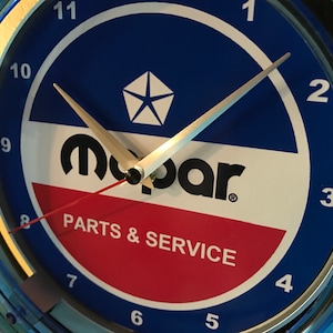 Mopar Hemi Motors Auto Mechanic Garage Bar Advertising Man Cave Blue Neon Wall Clock Sign image 2