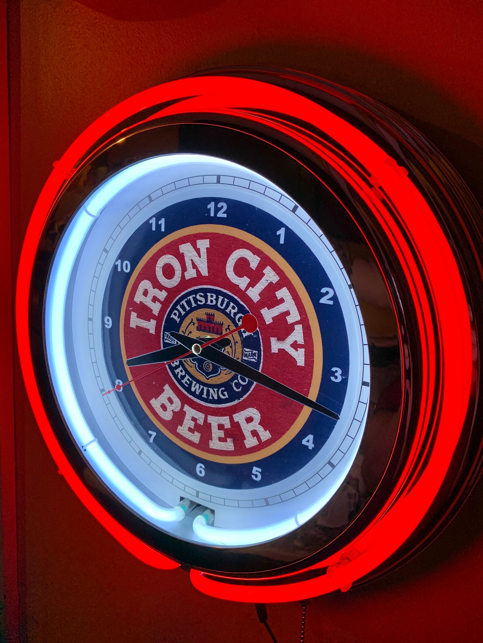 Iron City Beer Bar Advertising Man Cave RED Neon Wall Clock Etsy