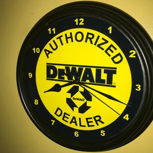 Dewalt Woodworker Carpenter Tools AuthDealer Bar Garage Advertising Man Cave Wall Clock Sign