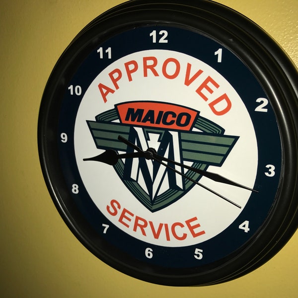 Maico AppService Motorcycle Garage Bar Advertising Man Cave Wall Clock Sign