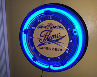 Primo Hawaiian Hawaii Lager Beer Bar Publicidad Hombre Cueva Azul Neón Reloj de pared Signo