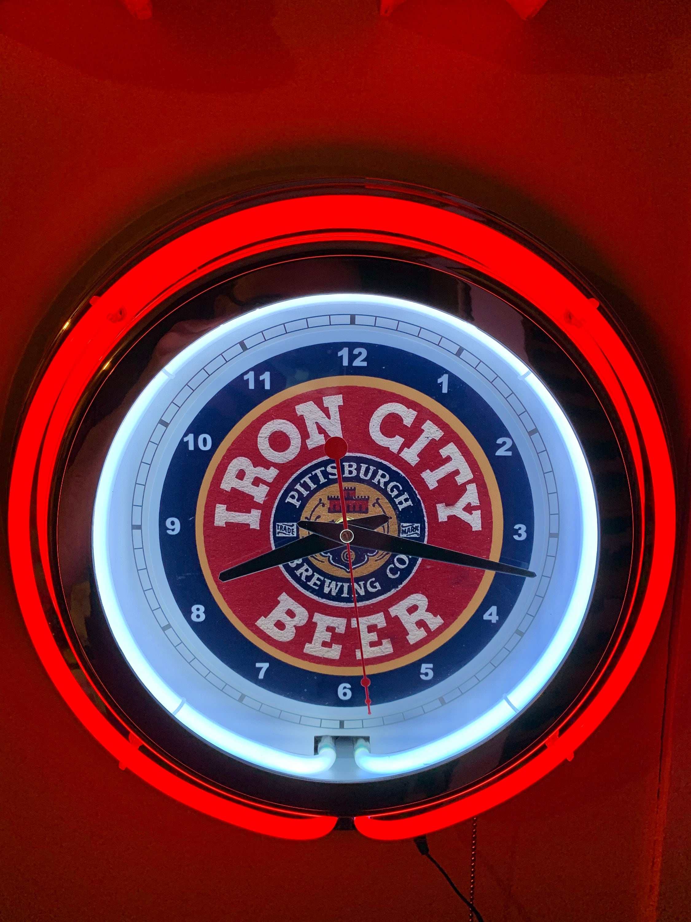 Iron City Beer Bar Advertising Man Cave RED Neon Wall Clock Etsy UK