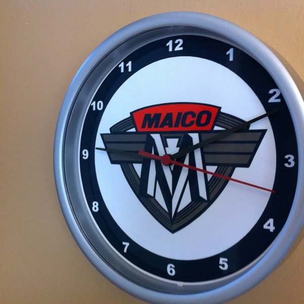 Maico Motorcycle Oil Gas Service Station Garage Bar Advertising SILVER Wall Clock Sign