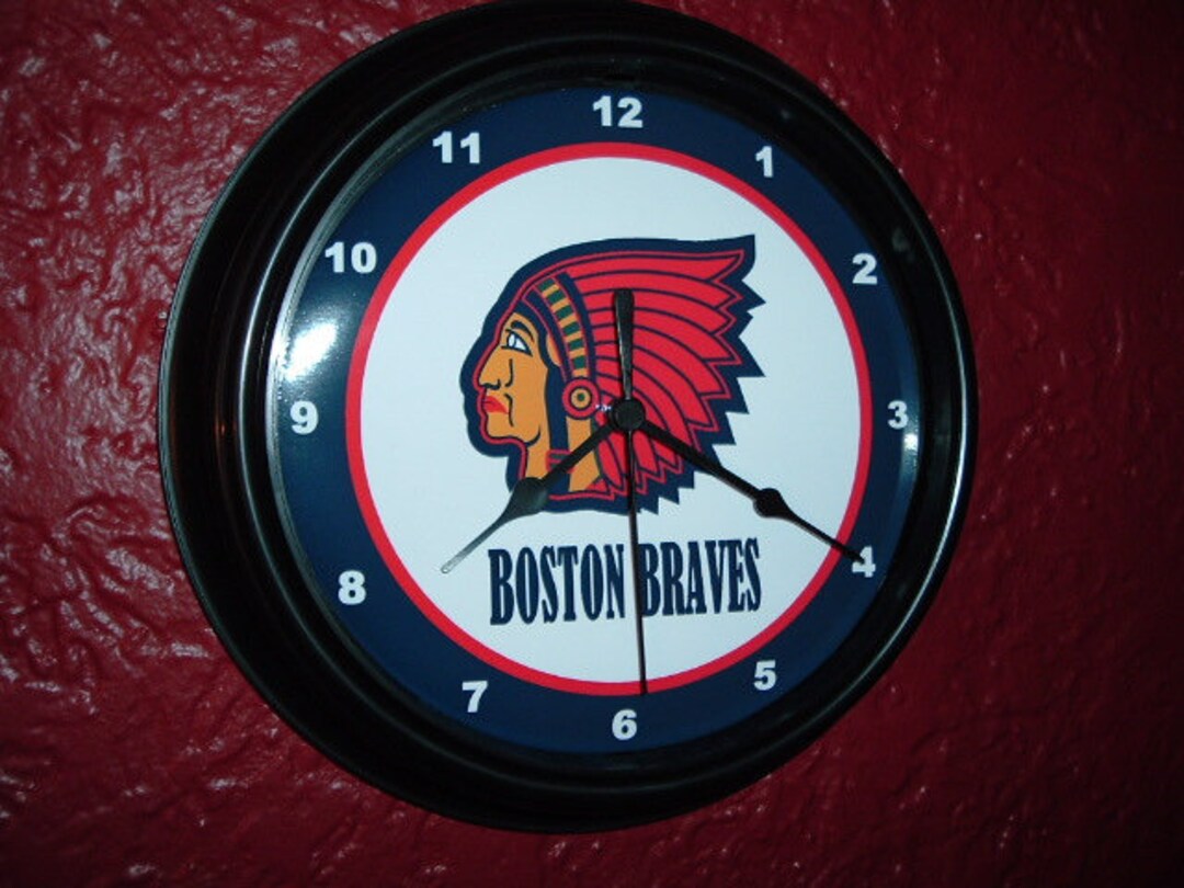 Boston Braves Red Sox Throwback Baseball Bar Man Cave Wall Clock Sign ...