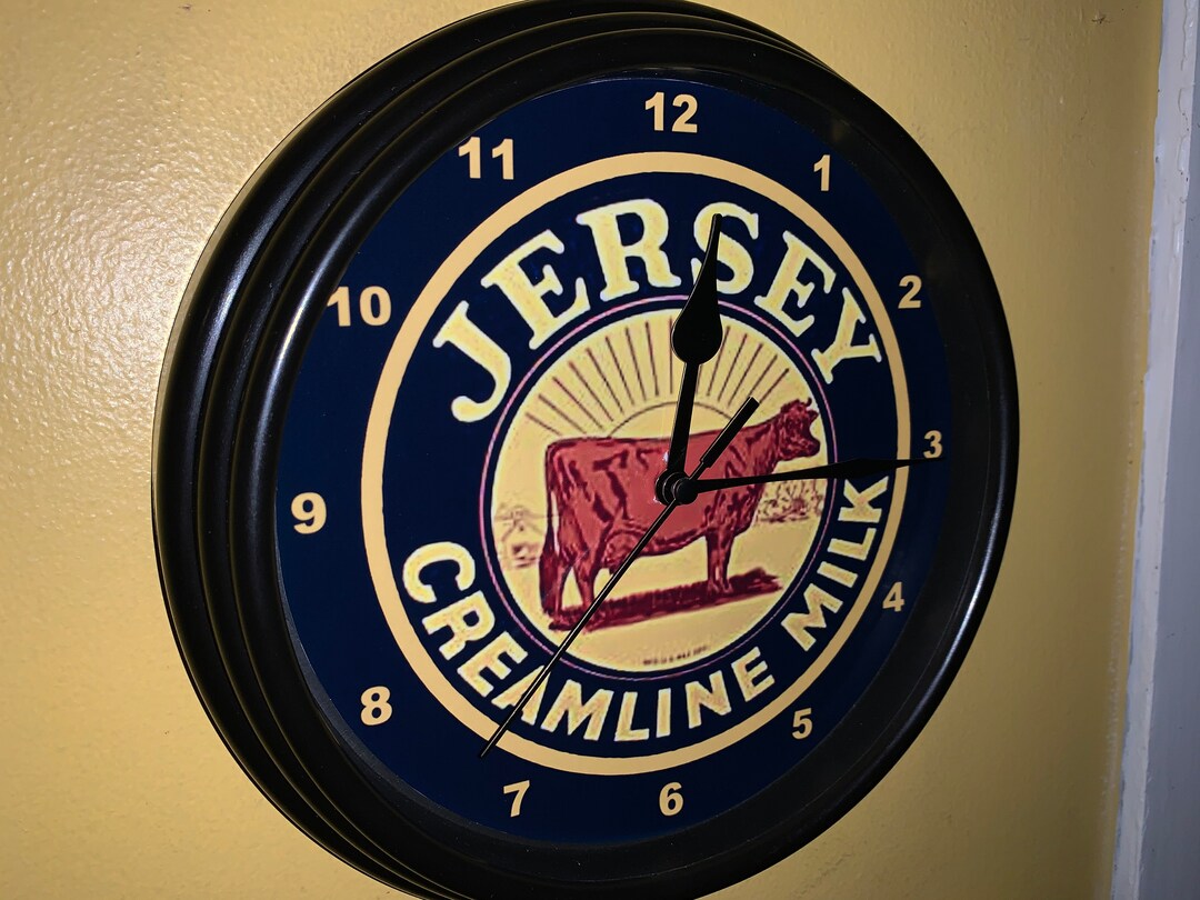 Jersey Creamline Dairy Cow Milk Store Diner Kitchen Advertising Wall Clock Sign Etsy