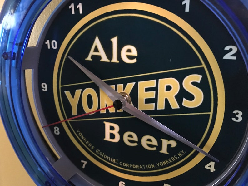 Deer Park New York Beer Bar Advertising Man Cave Blue Neon Wall Clock Sign