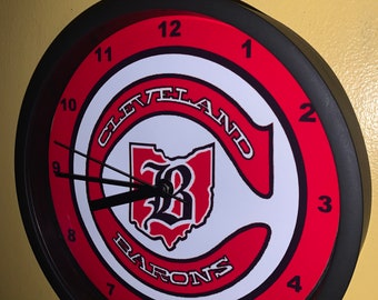 Cleveland Barons Hockey Throwback Game Room Bar Man Cave Wall Clock Sign