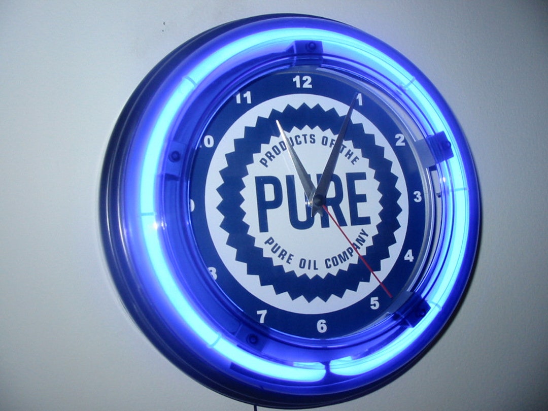 Pure Oil Gas Service Station Garage Bar Advertising Man Cave Blue Neon ...