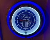 Ford FoMoCo Motors Auto Garage Bar Advertising Man Cave BLUE Neon Wall Clock Sign