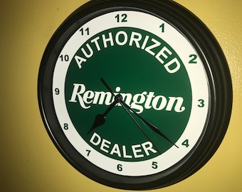 Remington Rifle Hunting Hunter Gun Shot Sales Shop Dealer Sign Wall Clock