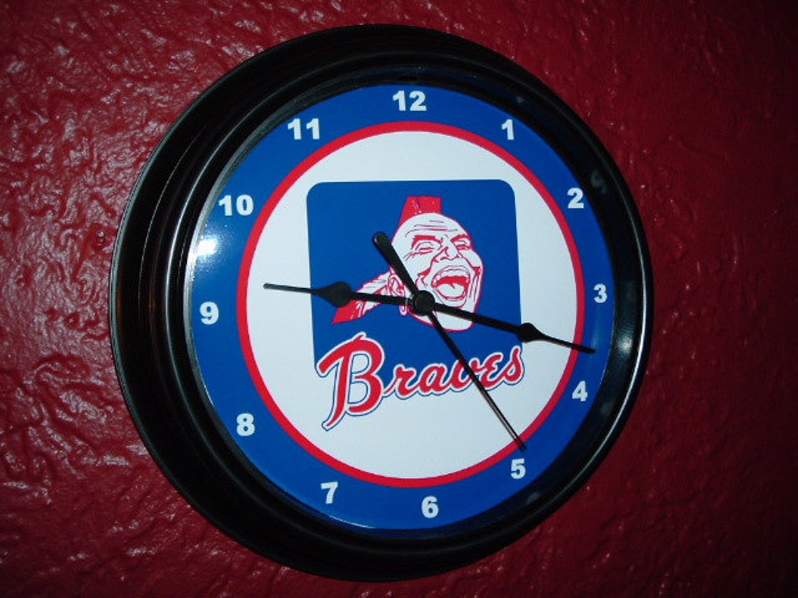 Atlanta Braves Throwback Baseball Bar Man Cave Wall Clock Sign Etsy UK
