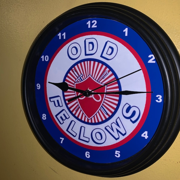 Odd Fellows Fraternal Group Lodge Bar Advertising Man Cave Wall Clock Sign