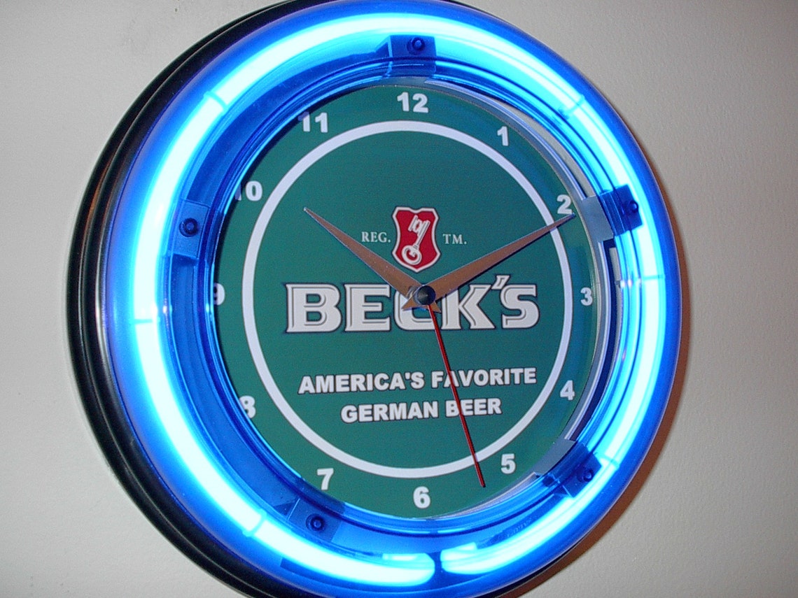 Beck es Beer Bar Werbung Mann Höhle blau Neon Wanduhr Zeichen | Etsy