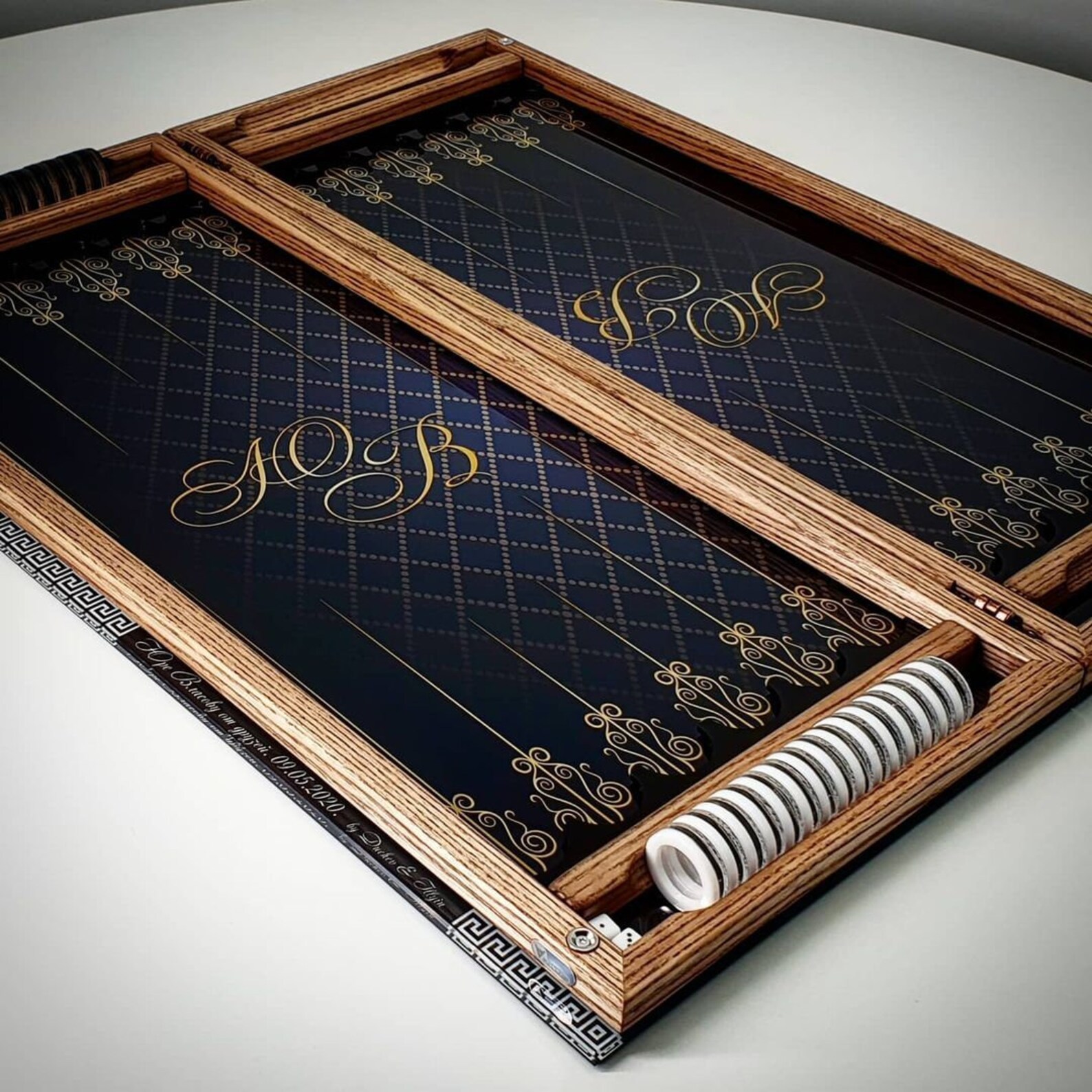 Personalized backgammon board with chips print for gift. Etsy