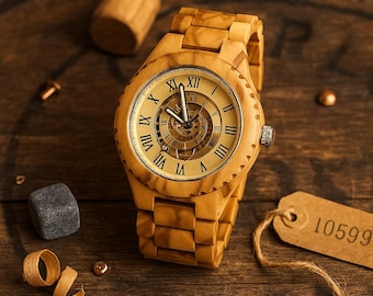 Personalized Wood Watch. Mechanical Wooden Watch. Engraved Watch for Men – Skeleton Dial Wood Watch –  Father’s Day Gift. Anniversary Gift