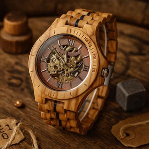 Engraved Watch for Men, Wooden Mens watches, Personalized Gift for Him, 30th Birthday Gift, 5th Anniversary Gift for Husband, Gift for Dad