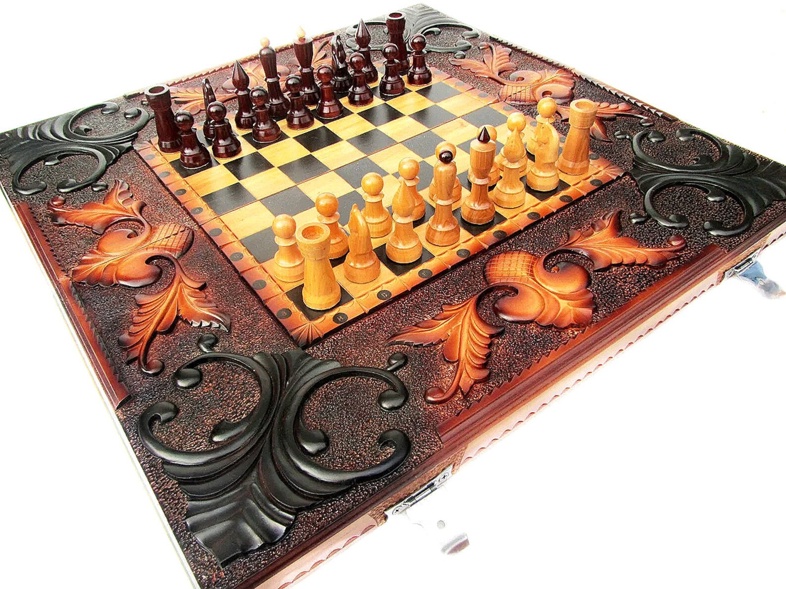 Handmade chess set 24x24. Folding chess board. Etsy