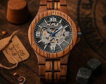 Engraved Wooden Watch For Men, Personalized Gift For Him, Anniversary, Birthday, Fathers Day Gift, Boyfriend Gift, Gift For Dad, Wood Watch