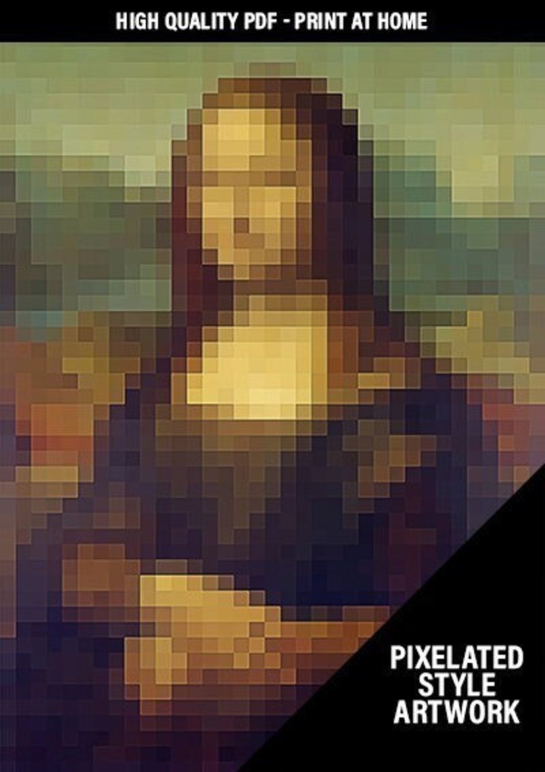 Mona Lisa Pixelated Style Quirky Artwork Print at Home - Etsy