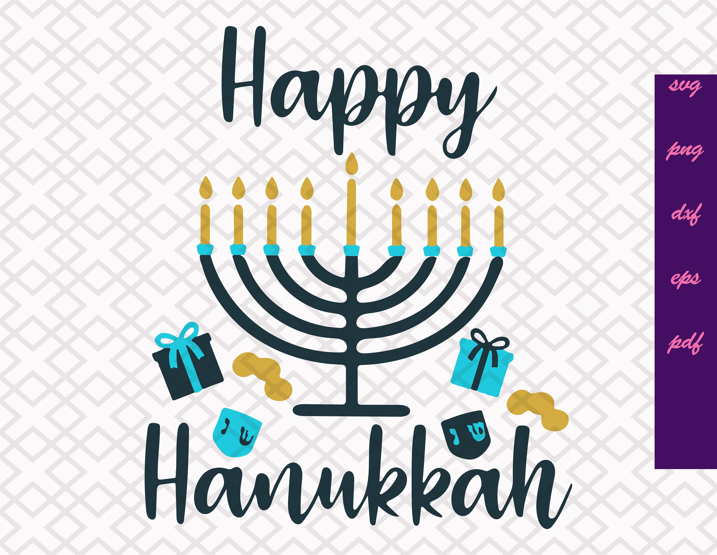 Instant Download Cut File Happy Hanukkah Menorah SVG svg pdf Etsy