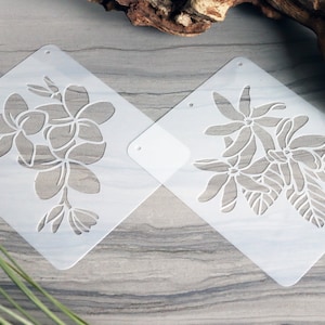 Buquê de flores de plumeria ou tiaré, gardênia taitiana, padrão de estêncil - bolos faça você mesmo, pinturas, tatuagens falsas, cartões, papel de embrulho etc.