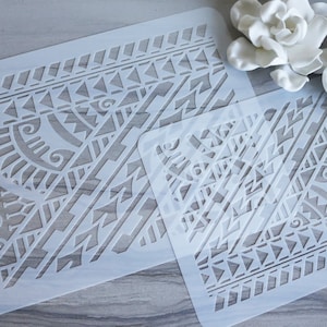 Polynesische Tribal wiederverwendbare Schablone Muster DIY Kuchen Malerei Fake Tattoo Karten Geschenkpapier Dekoration Interior Design Hochzeit Geburtstag