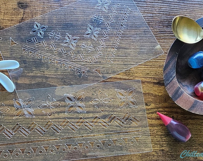 Polynesian Reusable Stencil Pua Pattern DIY Cakes Tribal Painting Fake ...
