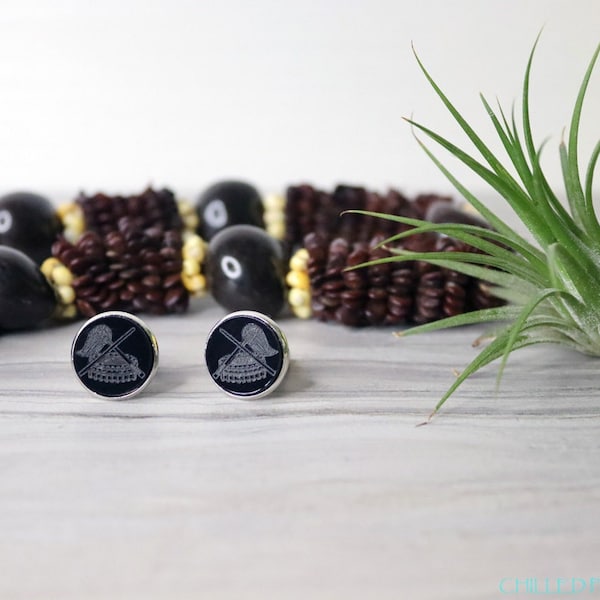 Samoan Fue, To'oto'o, and Tanoa - Laser-Etched Black Acrylic & Silver Brass Cufflinks