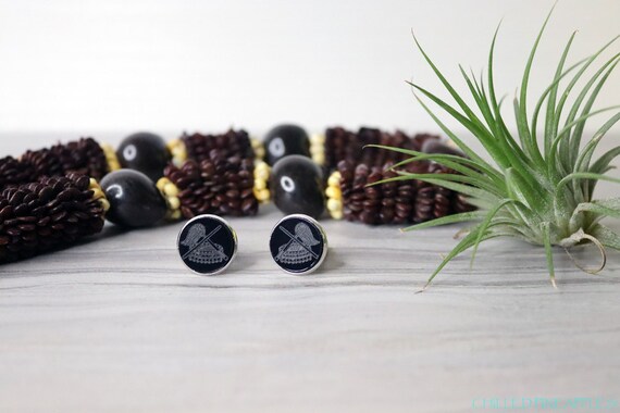 Samoan Fue, To'oto'o, and Tanoa - Laser-Etched Black Acrylic & Silver Brass Cufflinks
