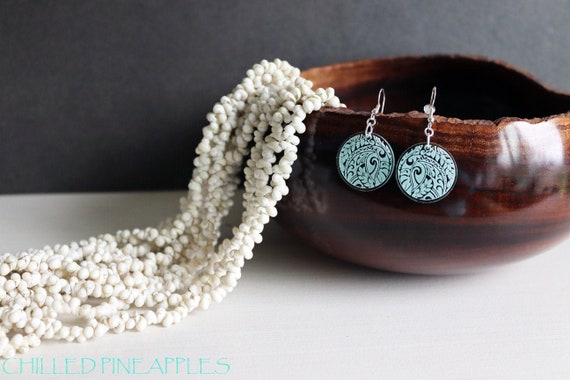 Polynesian Tribal Circle SMALL - "Glass", Acrylic, Laser Engraved Earrings