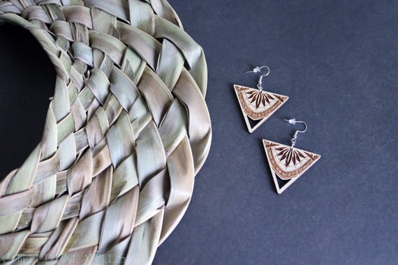 Tapa (S) - Lightweight Birch Ply Laser-Etched Earrings