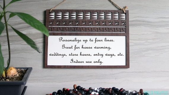 Personalized, Stacked, Polynesian Tribal, Indoor Sign - Wooden - Door, Entrance, Entryway, Welcome, Greeting, Sign