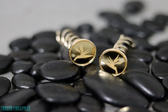 Bird of Paradise Flower Set of Two - Gold or Silver Mirror, Metal, Hair Screw, Spiral, Corkscrew Hair Pin, Hair Accessory