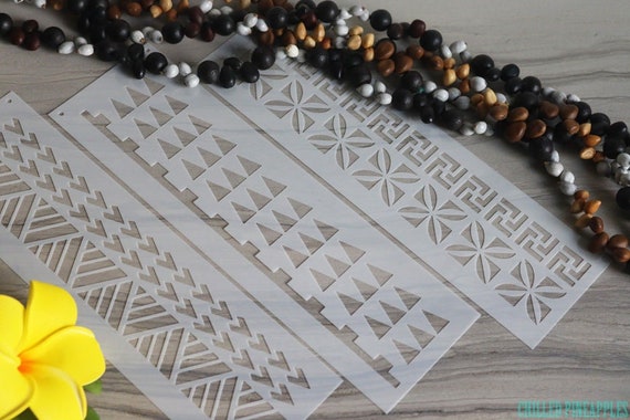 Polynesian Tribal Band, Tattoo, Stencil Pattern Set #2 - DIY Cakes, Painting, Fake Tattoos, Cards, Wrapping Paper etc.