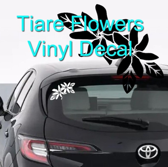 Tiare Flowers Tahitian Gardenia - Polynesian Vinyl Bumper Sticker Decal for Vehicle Auto Wall Laptop Motorcycle Boat Sign Making Photo