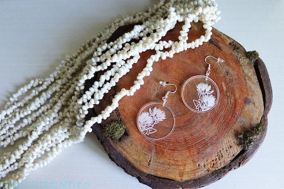 Lehua 'Ōhi'a Lehua Flower Circles - Lightweight, Clear, Acrylic Dangle Earrings
