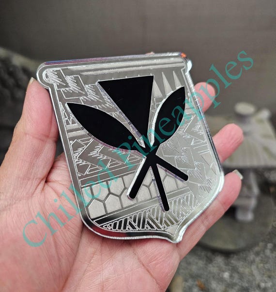 デルタ ボールペン KANAKA MAOLI カナカ マオリ ハワイ査定済み Kanaka Maoli Shield Decal - Hawaiian Tribal Etched Acrylic Mirror