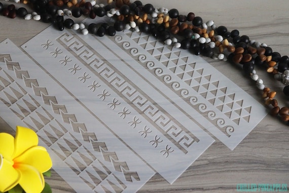 Polynesian Tribal Band Tattoo Reusable Stencil Pattern Set #1 DIY Baking Supplies Coffee Painting Fake Tattoos Cards Wrapping Paper Airbrush