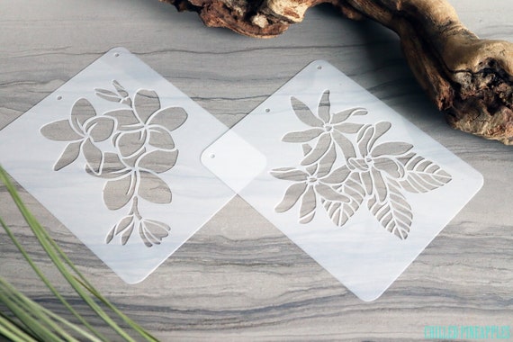 Plumeria or Tiare Flower Bunch, Tahitian Gardenia, Stencil Pattern - DIY Cakes, Painting, Fake Tattoos, Cards, Wrapping Paper etc.