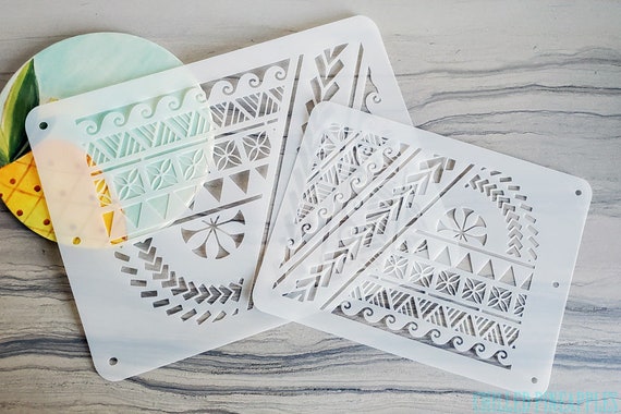 Polynesian Tribal Block Stencil Pattern - DIY Cakes, Painting, Fake Tattoos, Cards Wrapping Paper Decoration