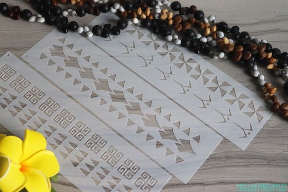 Polynesian Tribal Band Tattoo Reusable Stencil Pattern Set #3 DIY Cakes Wall Painting Fake Tattoos Cards Wrapping Paper