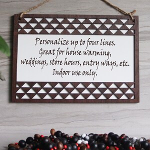 Personalized, Stacked, Polynesian Tribal Triangles, Indoor Sign - Wooden - Door, Entrance, Entryway, Welcome, Greeting, Sign