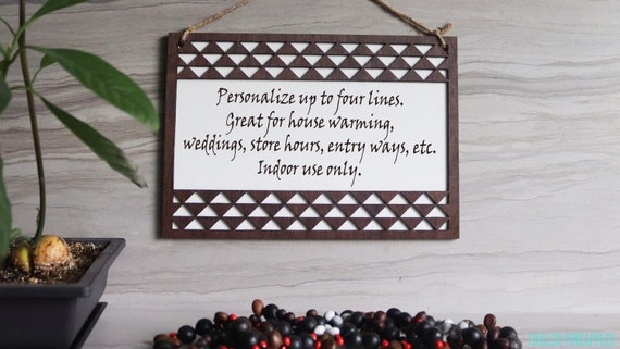 Personalized, Stacked, Polynesian Tribal Triangles, Indoor Sign - Wooden - Door, Entrance, Entryway, Welcome, Greeting, Sign